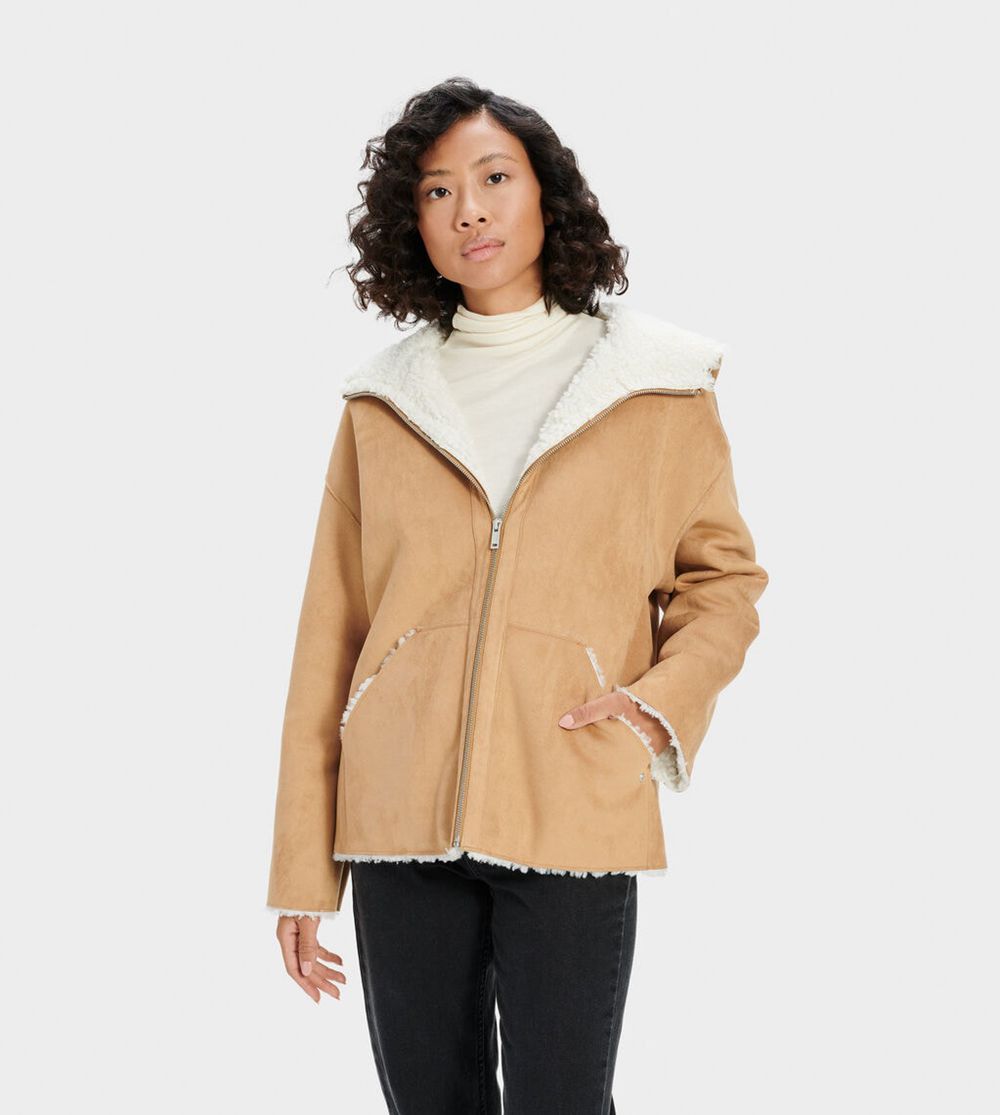 Ugg Hoodie Womens - Ugg Jody Faux Shearling Beige - 327UJSRWI